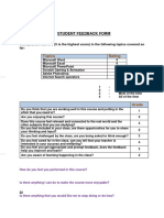 Topics Rating: Student Feedback Form