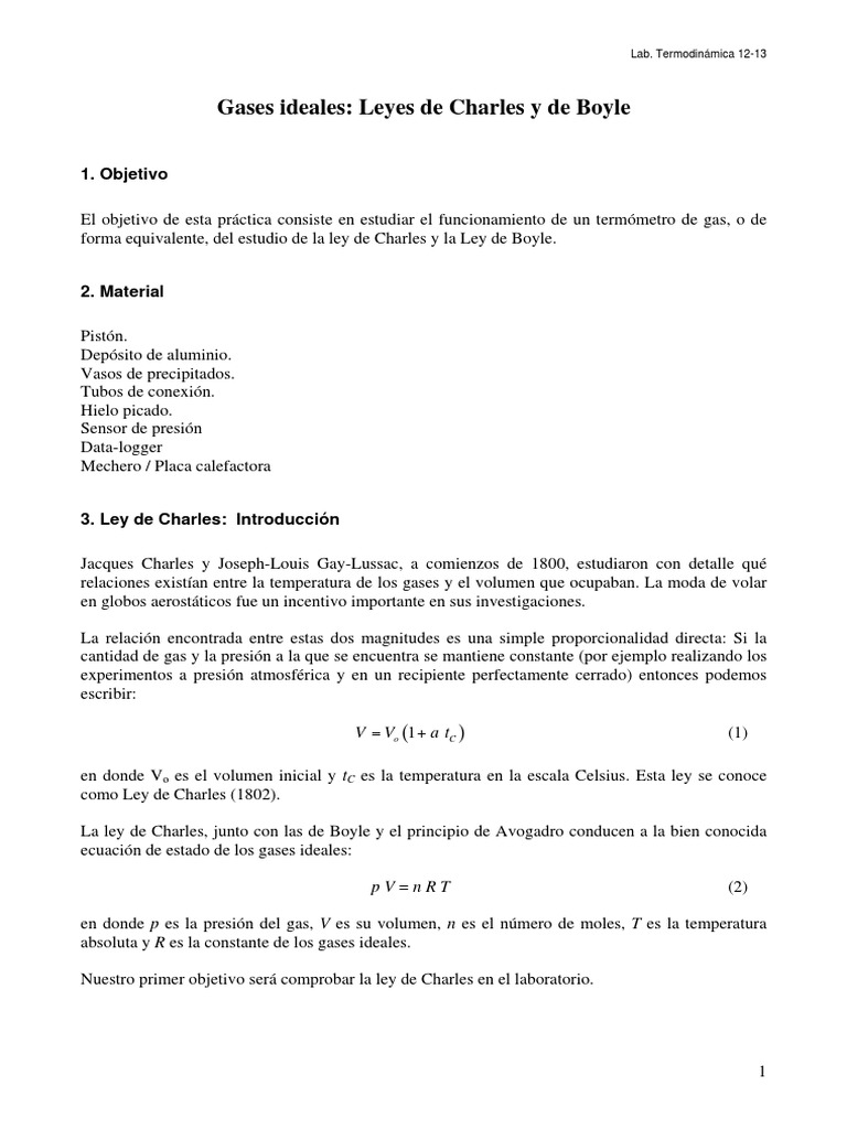 Leyes de Charles y Boyle en Gases Ideales | PDF | Gases | Temperatura