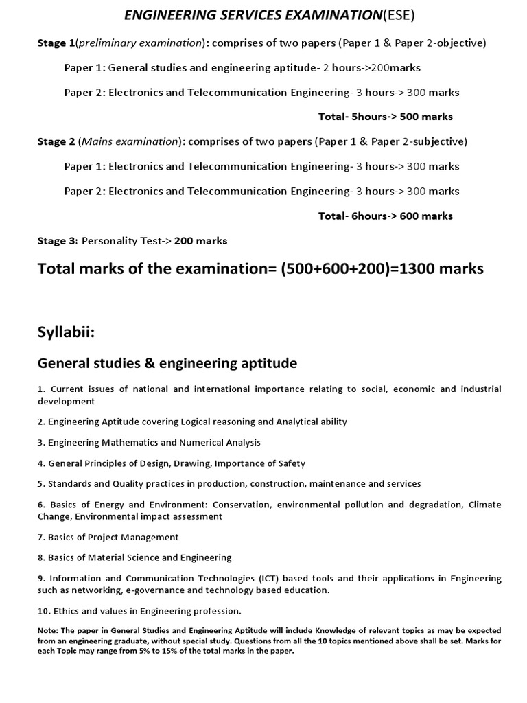 ESE Exam Structure & Syllabus Guide | PDF | Electrical Network ...