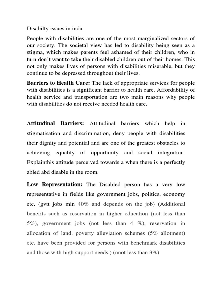 Barriers To Health Care The Lack of Appropriate Services For People