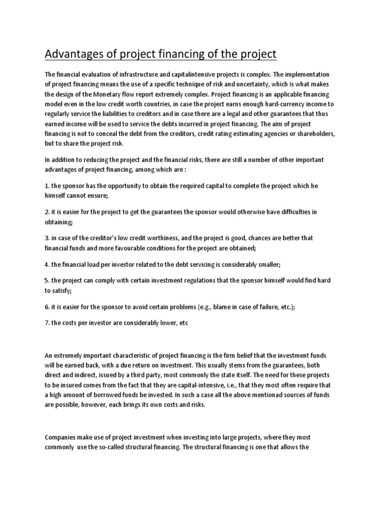 Advantages of Project Financing | PDF | Project Finance | Investing