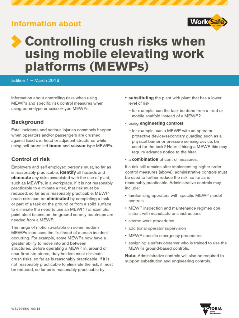 ISBN Controlling Crush Risks When Using Mobile Elevating Work Platforms