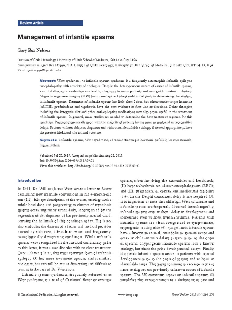 Infantile Spasm Treatment | PDF | Medicine | Clinical Medicine