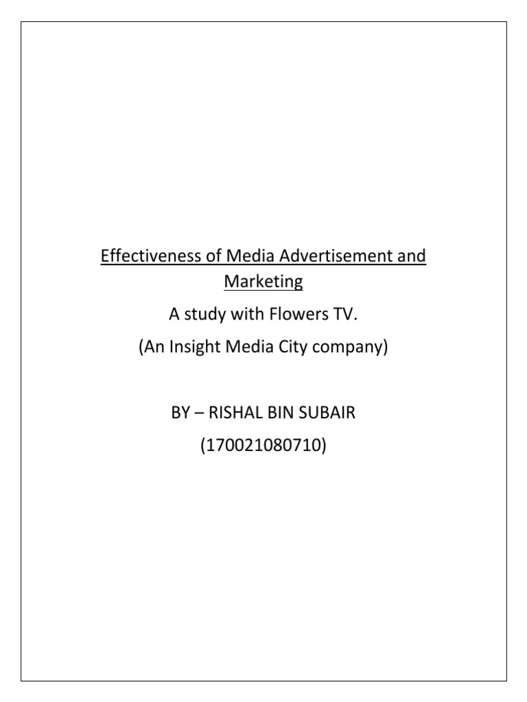 Media Advertisement and Marketing at Flowers TV PDF Public Opinion