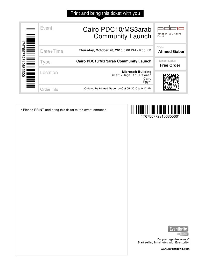 PDC Ticket PDF