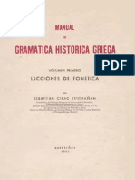 Sebastian Cirac Estopaan. Manual de Gramatica Historica Griega I. Lecciones de Fonética