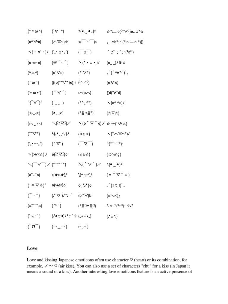 Japanese Emoticons Guide | PDF | Nature