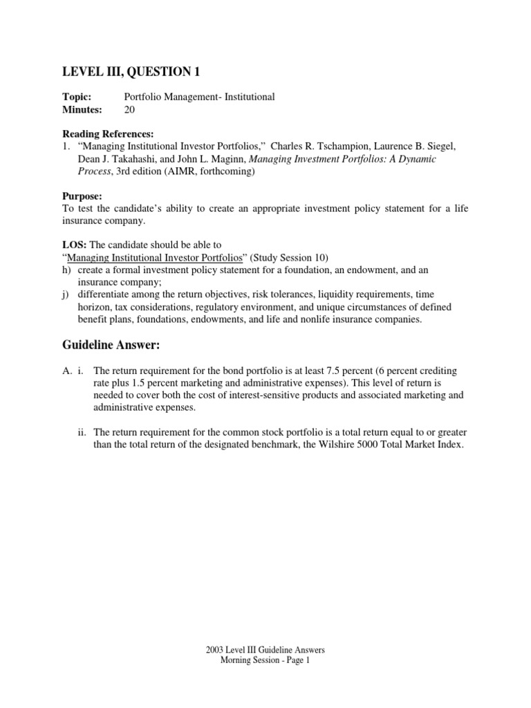 2003 Level III Portfolio Management Guide | PDF | Coefficient Of ...