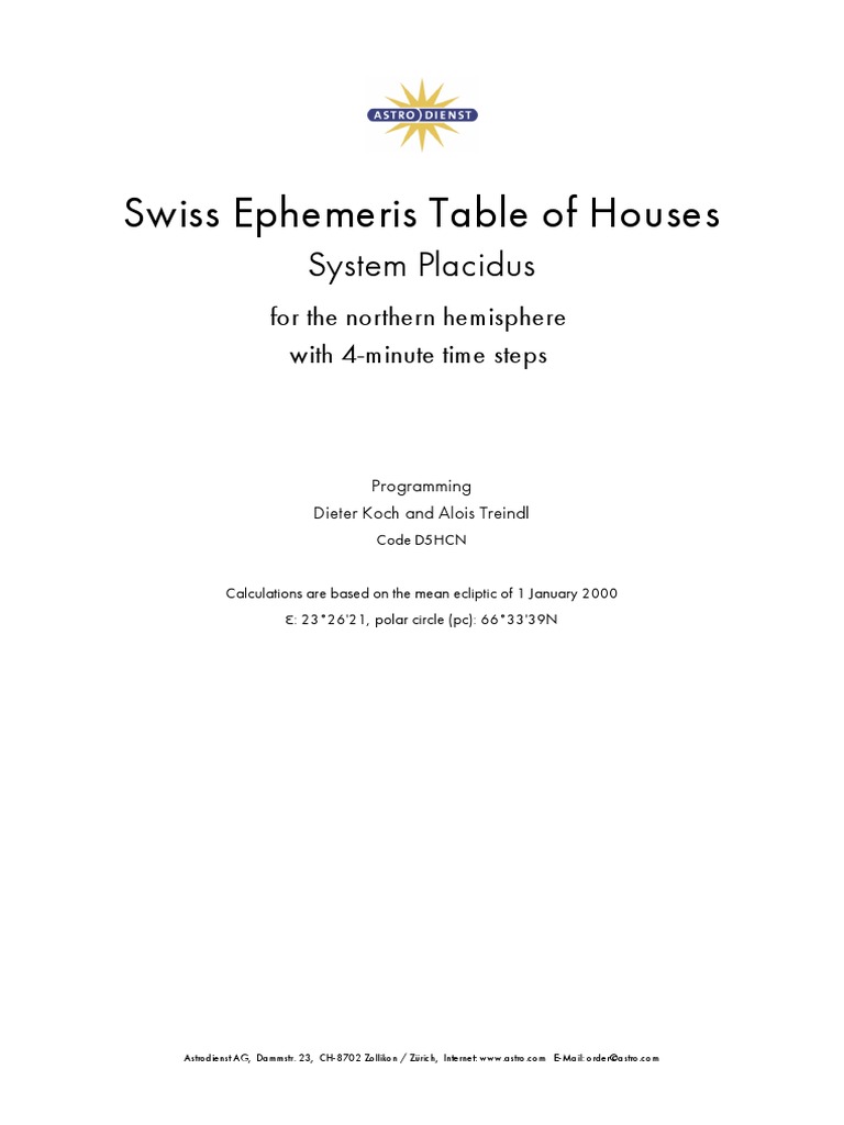Placidus House System Ephemeris | PDF | Astrometry | Geography