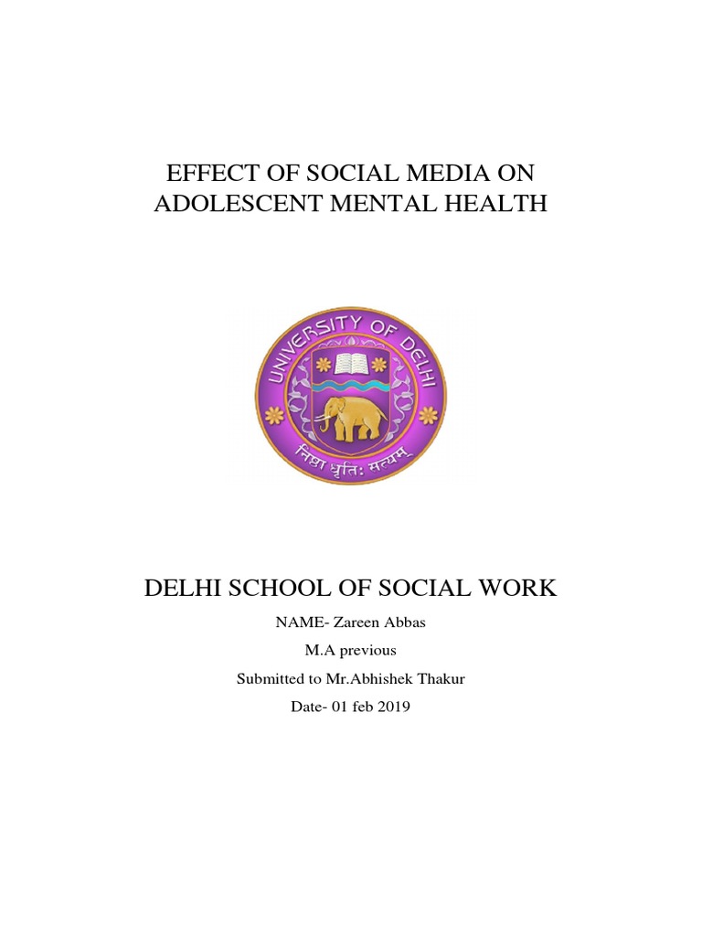 Social Media's Impact on Adolescent Mental Health | PDF | Social Media ...