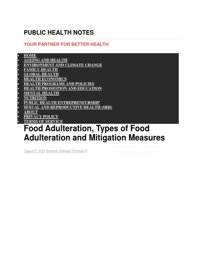Public Health Notes | PDF | Public Health | Foods