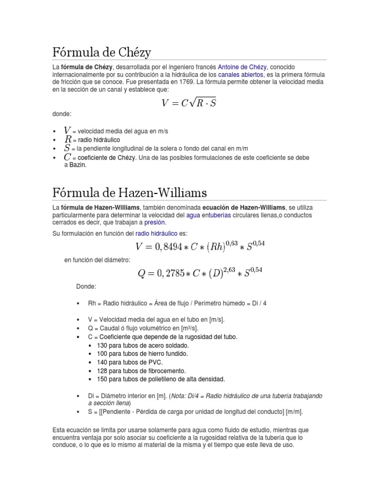 Formula de Chezy | PDF