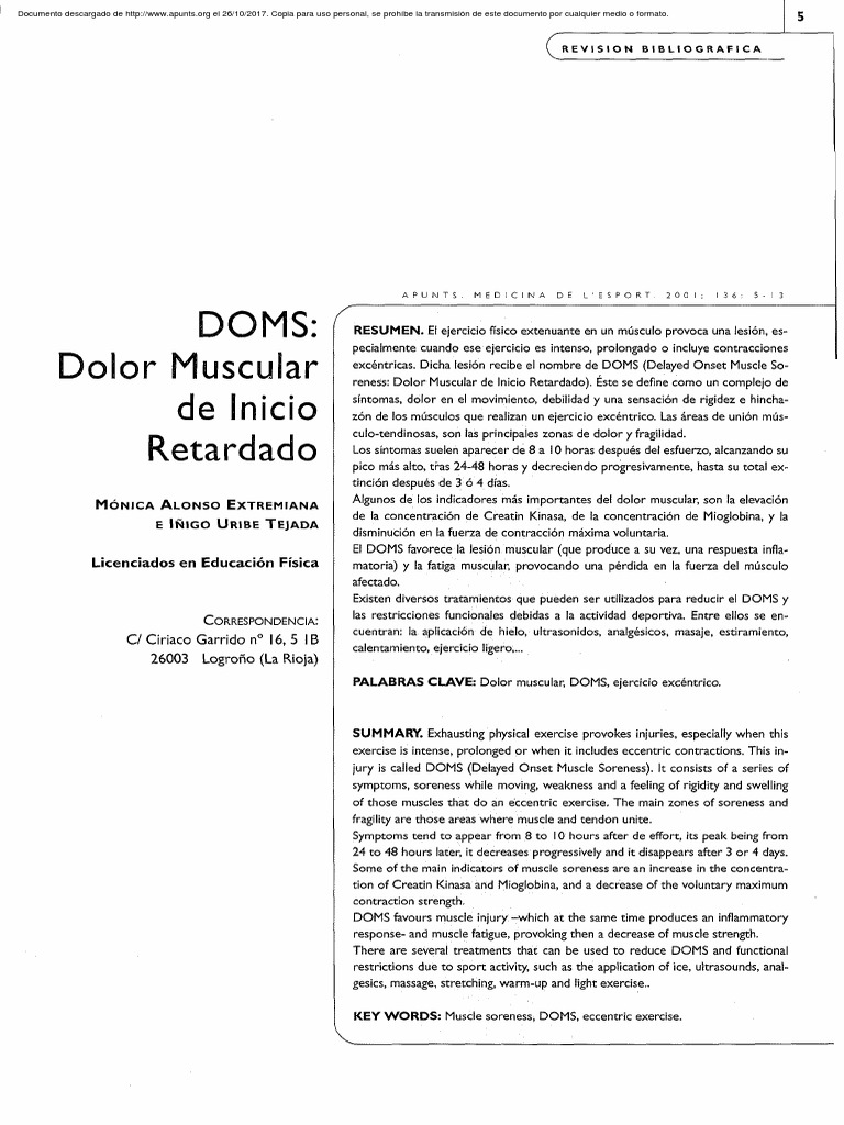 DOMS | PDF | Inflamación | Músculo