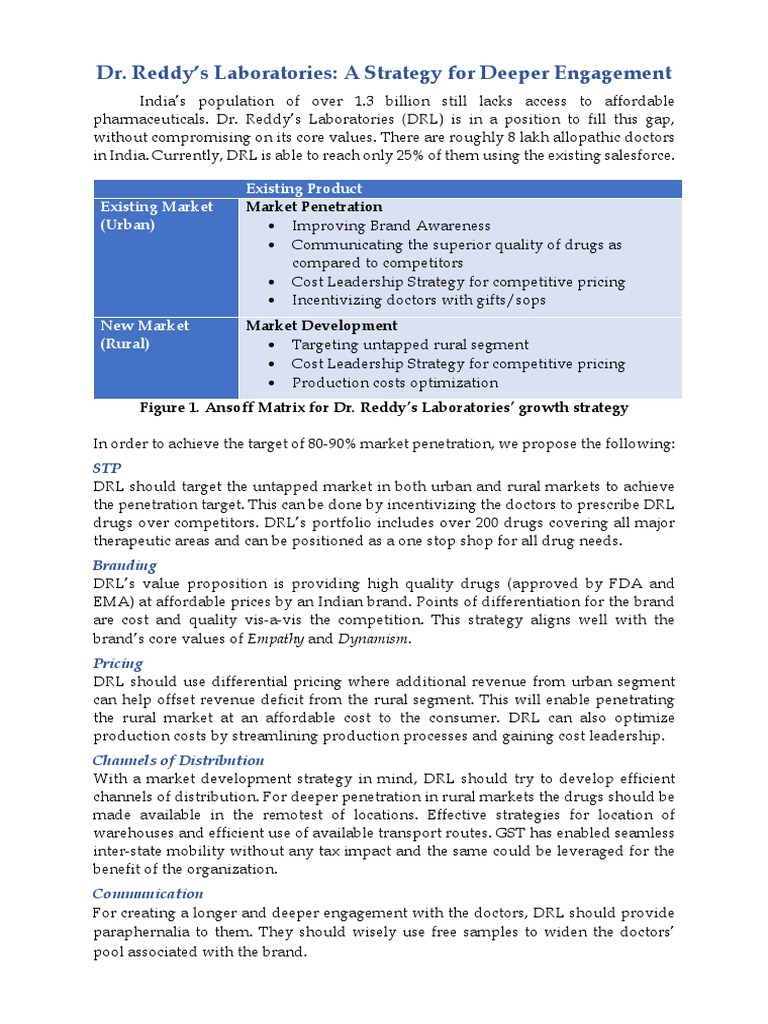 Dr. Reddy's Engagement Strategy Overview | PDF | Pricing | Brand