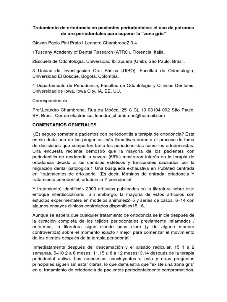 Ortodoncia en Pacientes Periodontales | PDF | Ortodoncia | Odontología