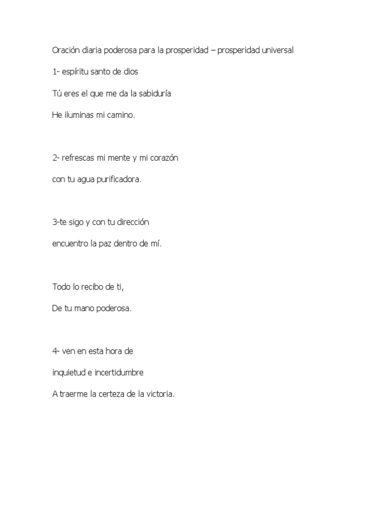 Oración Diaria Poderosa para La Prosperidad | PDF | Oración | espíritu ...