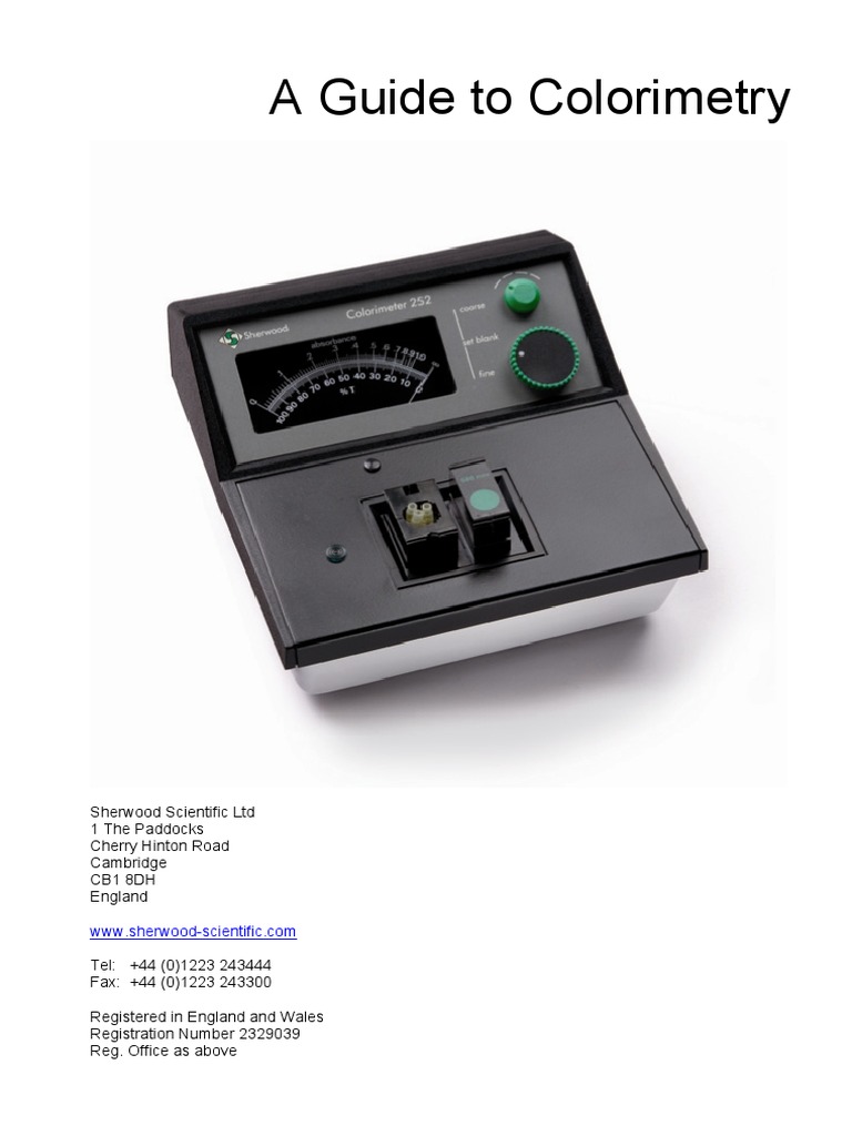 A Guide To Colorimetry PDF Optical Filter Absorption Spectroscopy