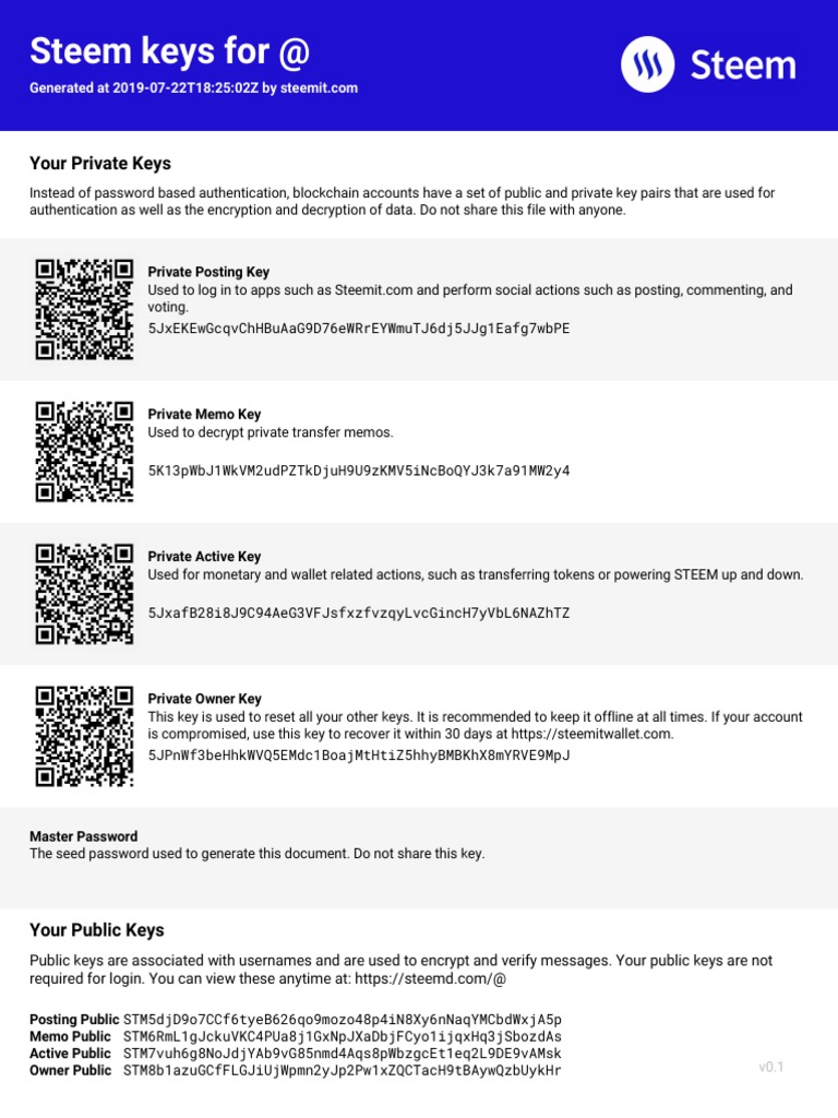 Steem Keys PDF | PDF | Key (Cryptography) | Public Key Cryptography