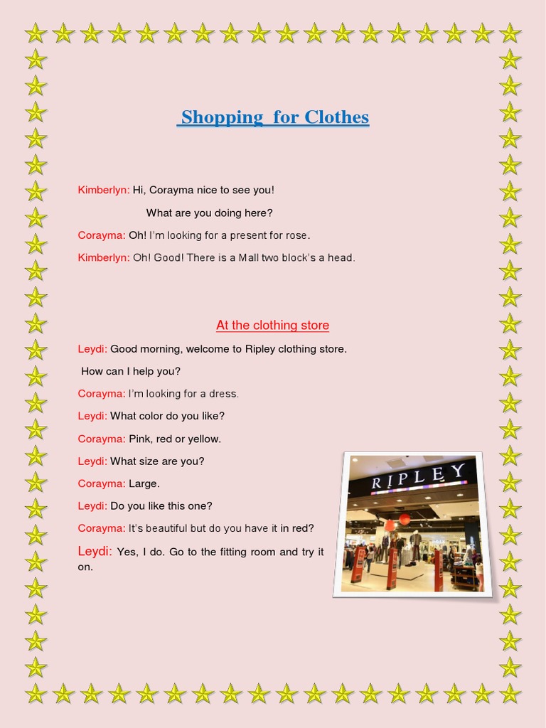 Shopping Dialogue at Clothing Store | PDF | Cooking, Food & Wine ...