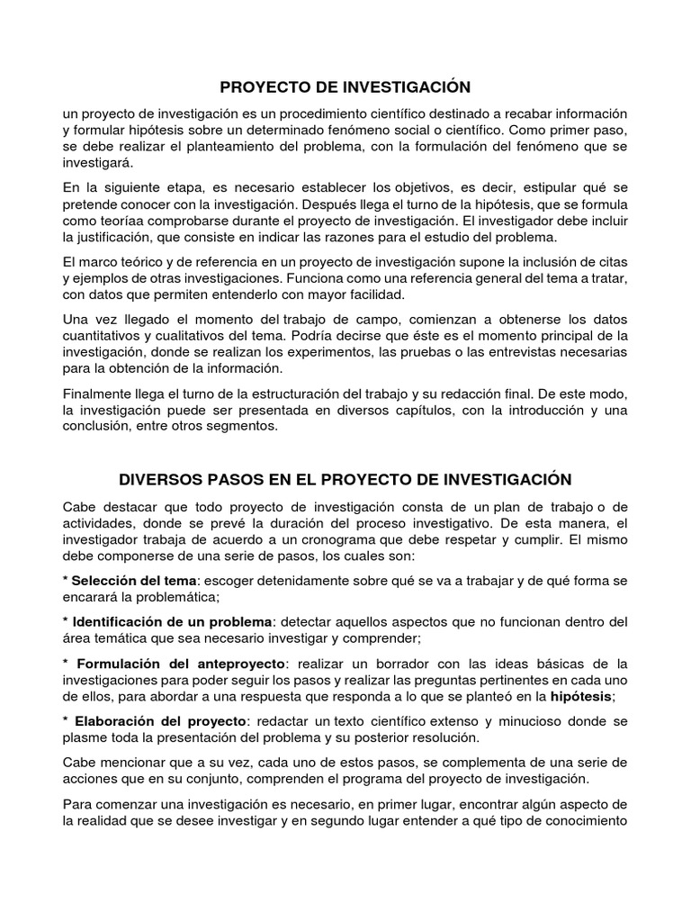 Pasos Clave en un Proyecto de Investigación | PDF | Teoría | Science