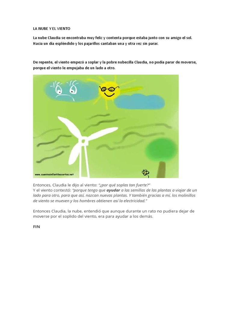 La nube y el viento: un cuento infantil | PDF