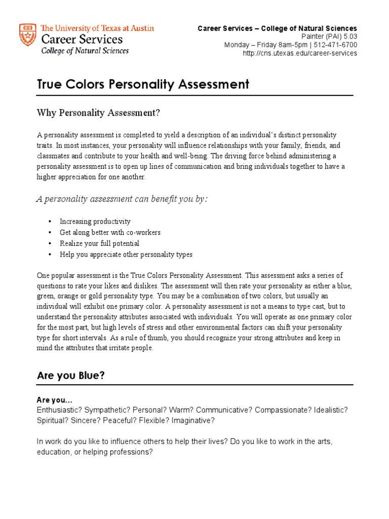True Colors Explanation Handout Spring 2016 PDF PDF Empathy Love
