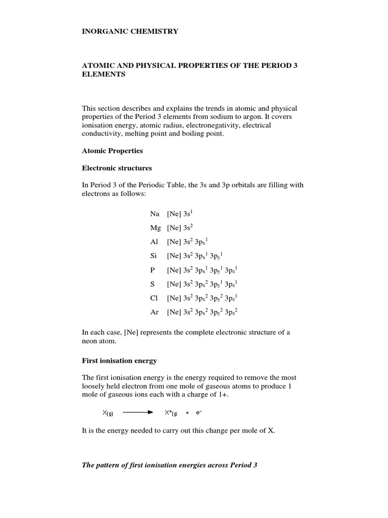 Inorganic Chemistry: The Pattern of First Ionisation Energies Across ...