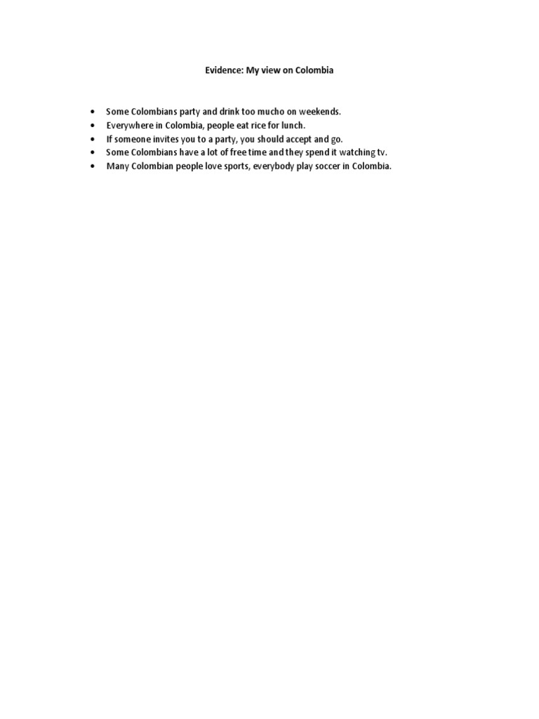 Evidence My View On Colombia | PDF