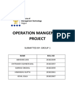 Operation Mangement Project: Submitted By: Group 1