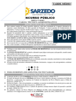 Ibgp 2018 Prefeitura de Sarzedo MG Tecnico Administrativo Prova PDF