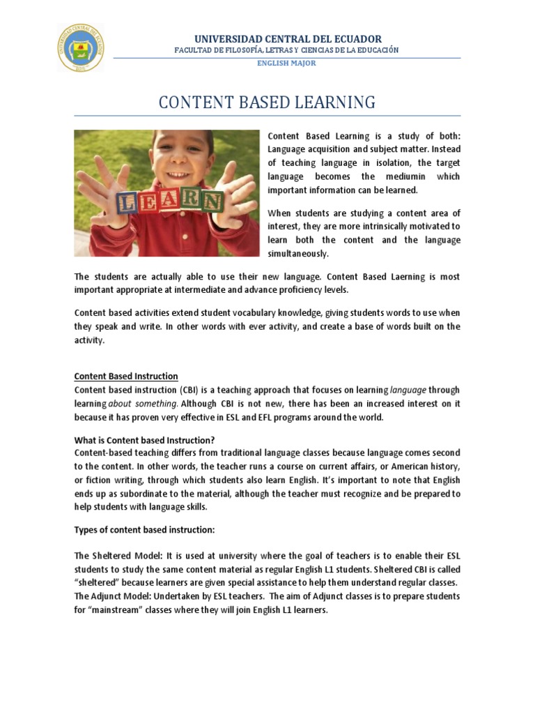 4.-Content Based Learning | PDF | English As A Second Or Foreign ...