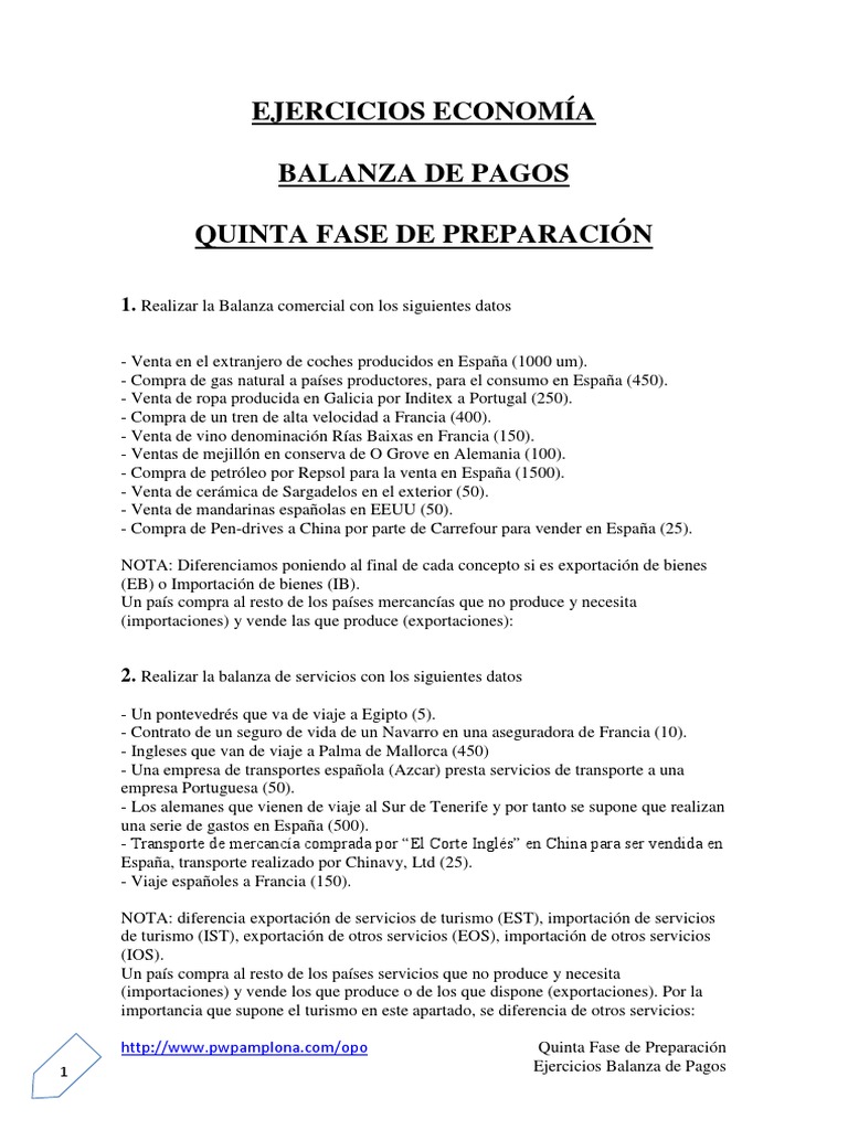 Ejercicios sobre Balanza de Pagos en Francia | PDF | Euro | Tipo de cambio