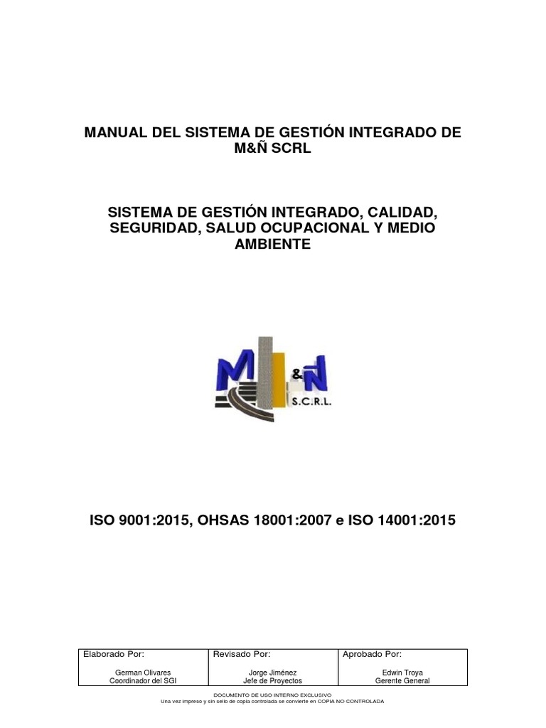 M Sg 01 Manual Del Sgi Pdf Planificación Calidad Comercial