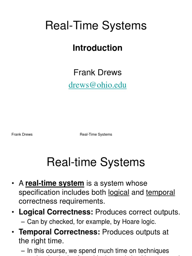 Real-Time Systems: Frank Drews | PDF | Real Time Computing | Scheduling ...