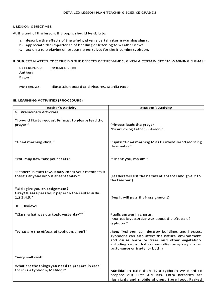 5th Grade Science Lesson: Storm Signals | PDF | Tropical Cyclones ...