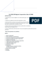 Cooperatives: R.A 9520 (Philippine Cooperative Code of 2008)