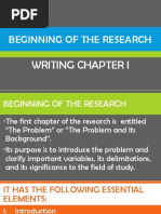 Beginning of The Research: Writing Chapter I