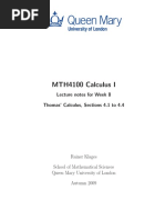 MTH4100 Calculus I: Lecture Notes For Week 8 Thomas' Calculus, Sections 4.1 To 4.4