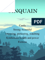 Cinquain: Castle Strong, Beautiful Imposing, Protecting, Watching Symbolizes Wealth and Power Fortress