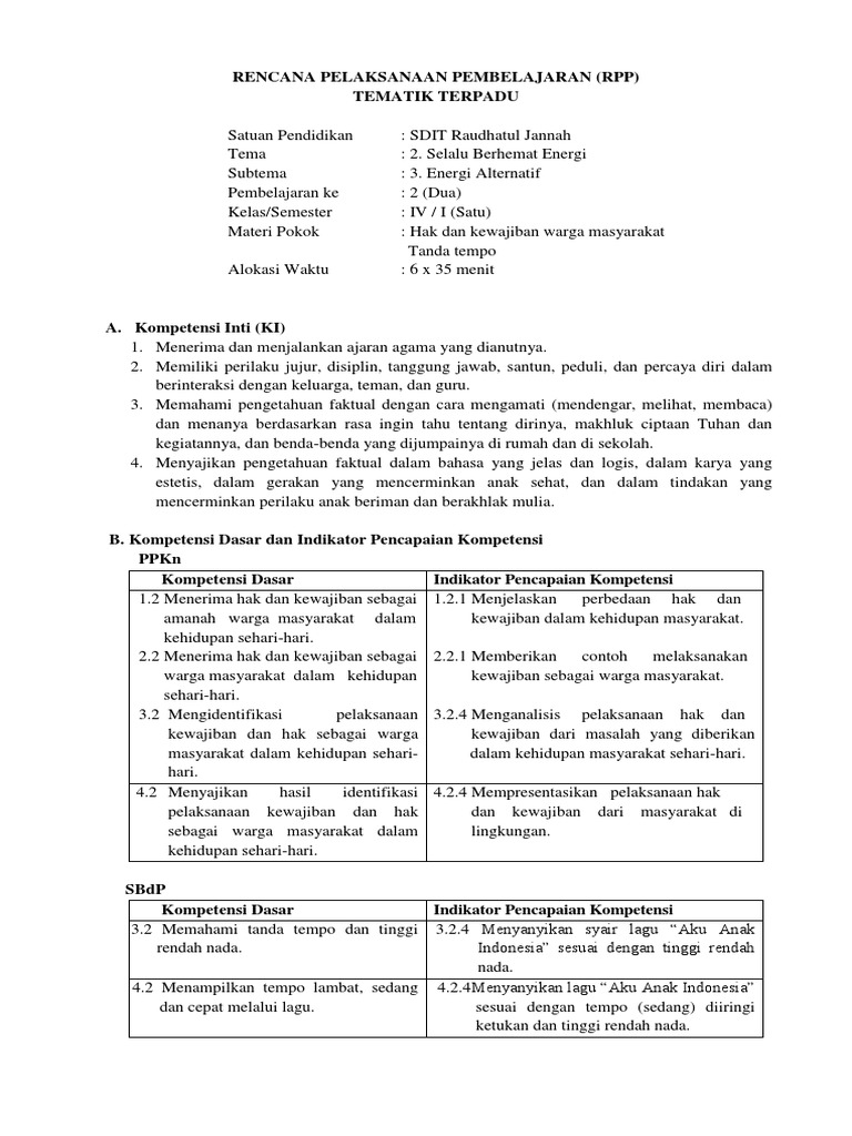 Rpp Kelas 4 Pdf