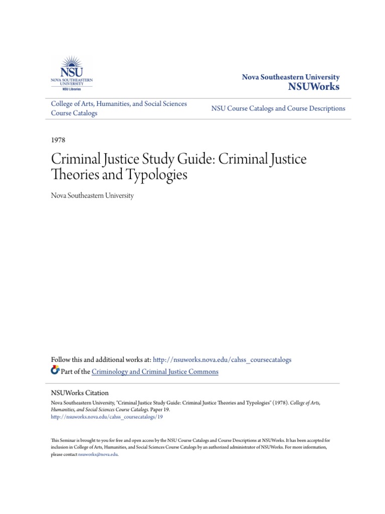 Criminal Justice Study Guide Criminal Justice Theories and Typologies PDF Hypothesis Theory