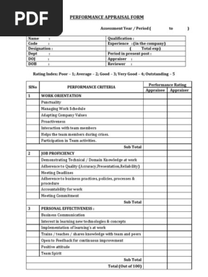 Appraisal Form