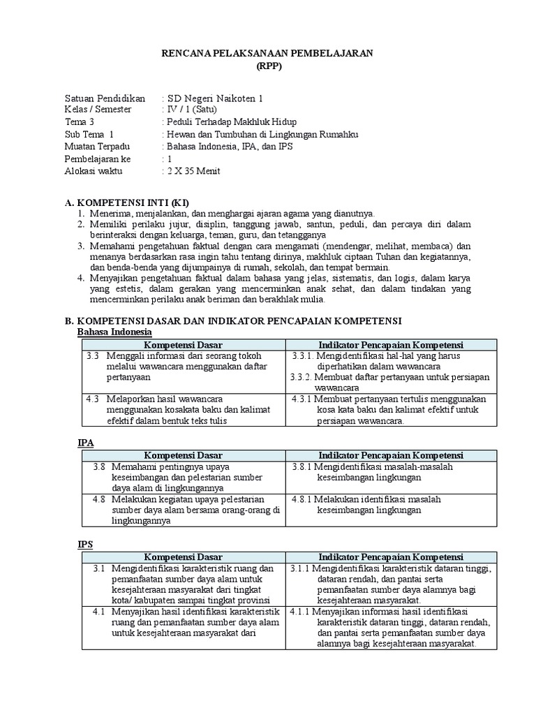 2 Rpp Kelas 4 T3 St1 Pb1