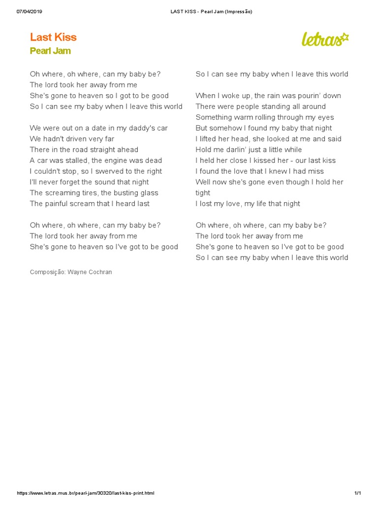 23 Last Kiss Pearl Jam Pdf scribd