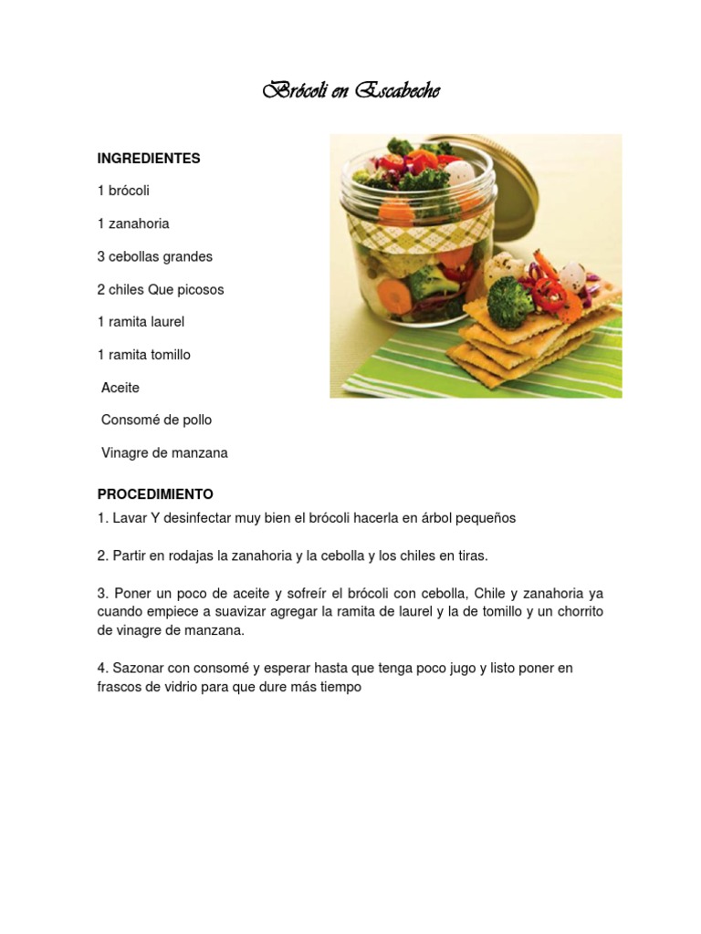 Brócoli en Escabeche | PDF | Alimentos | Cocina