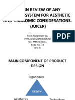 Design Review of Any Product/System For Aesthetic and Ergnomic Considerations. (Juicer)