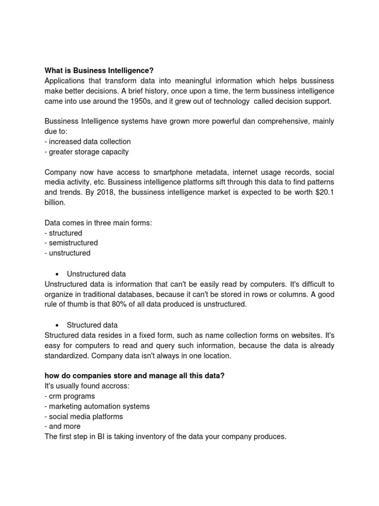 Bussiness Intelligent PDF Analytics Business Intelligence