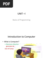 Unit - I: Basics of Programming