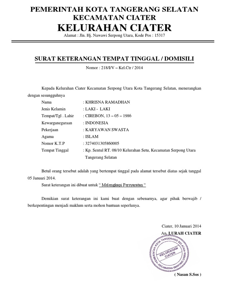 Download 99+ Contoh Surat Surat Domisili Kelurahan Terbaru Gratis