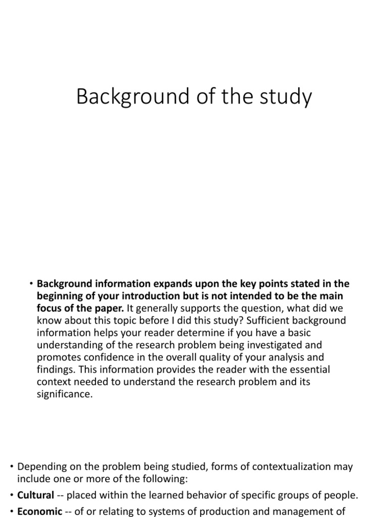Background of The Study | PDF | Information | Psychology